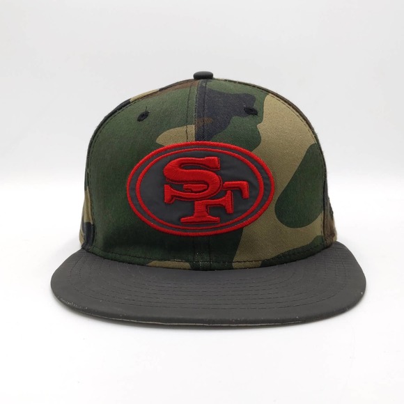 San Francisco 49ers Camo Fitted Hat NFL Reflective Cap New Era 5950 Green 7 3/8 - Picture 2 of 9